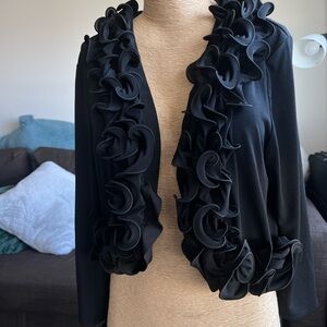 Elegant Black Ruffled Jacket